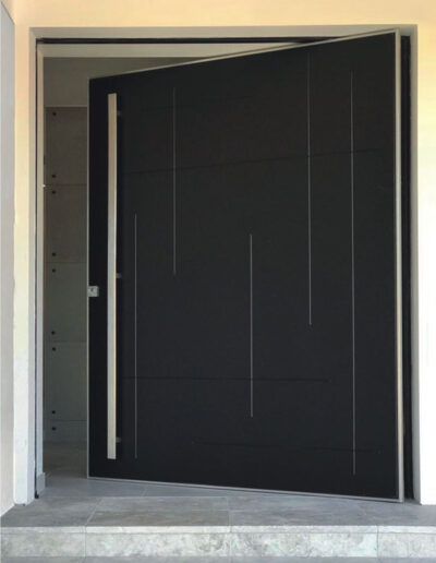 Black open Spitfire Pivot Door - Glazerite uPVC
