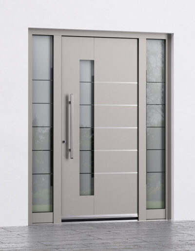 Light grey Spitfire S-500 Signature Aluminium Entrance Door - Glazerite uPVC