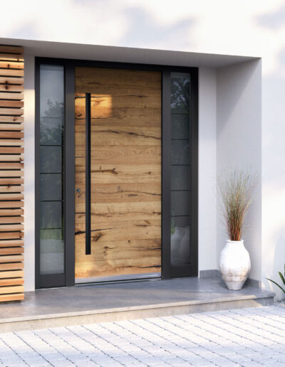 Wood effect Spitfire S-500 Signature Aluminium Entrance Door - Glazerite uPVC