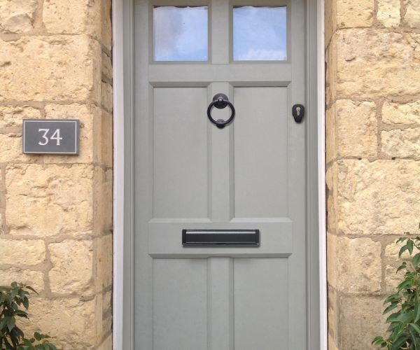 Lavenham-Genus-Joints-600x500 uPVC residential door with black hardware - Glazerite uPVC