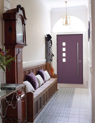 Home with a purple Smart Aluminium Designer Door - Glazerite uPVC